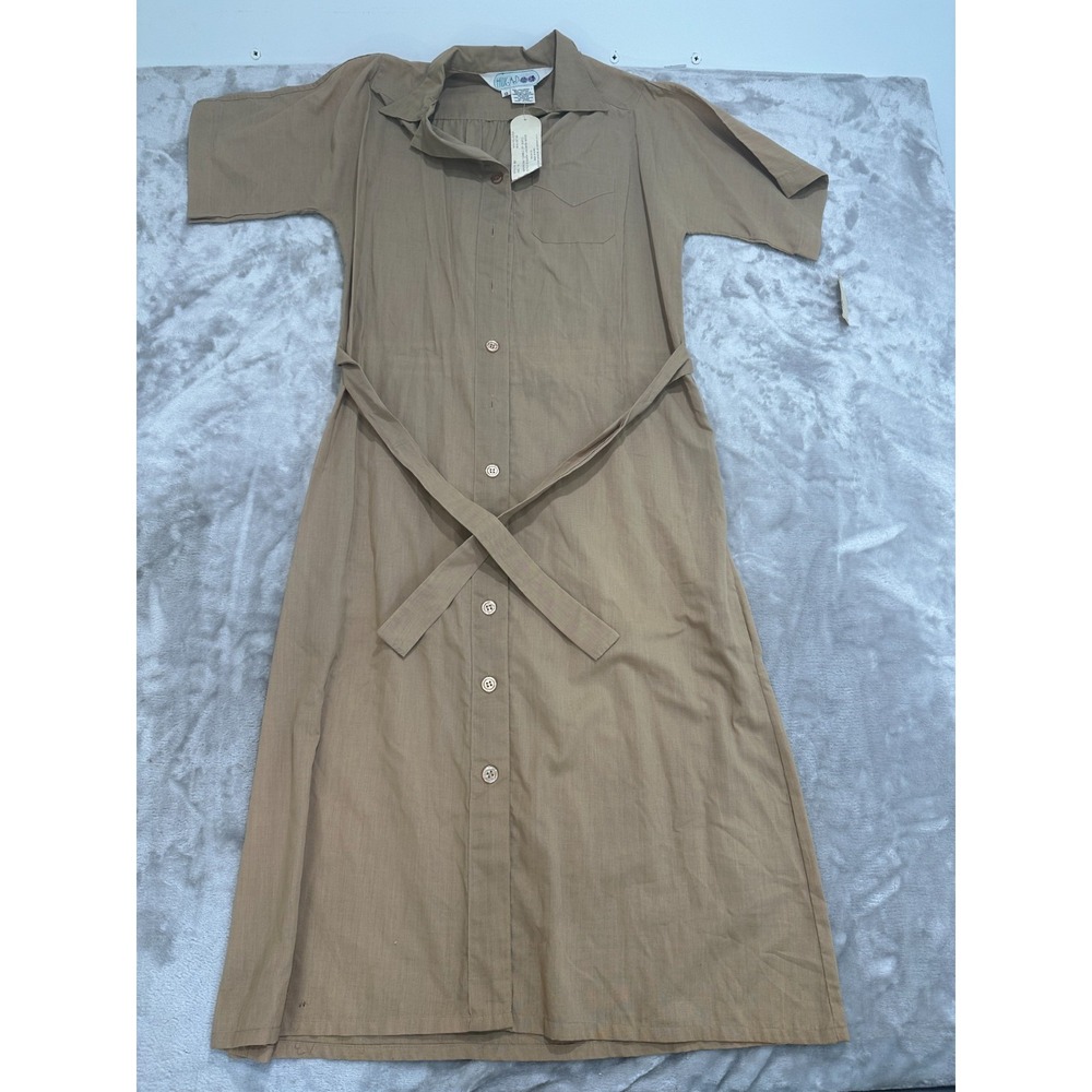 Vintage 70s‎ Huk-A-Poo Shirt Dress  Women's Size 13 Button Tie-Waist Rare NWT